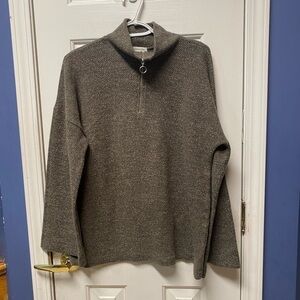 Cotton Bleu pullover sweater fleece light weight 3/4 zip turtle neck size L